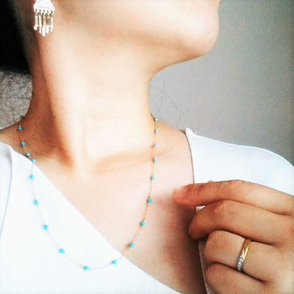 免運14kgf＊2way turquoise station necklace／bracelet 第1張的照片