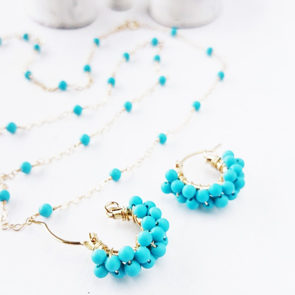 送料無料14kgf＊turquoise station necklace／bracelet 2枚目の画像