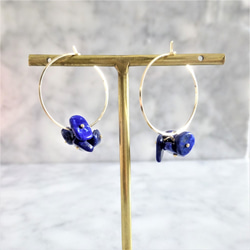 送料無料14kgf*Lapis lazuli＊flowers hoop pierce／earring 3枚目の画像