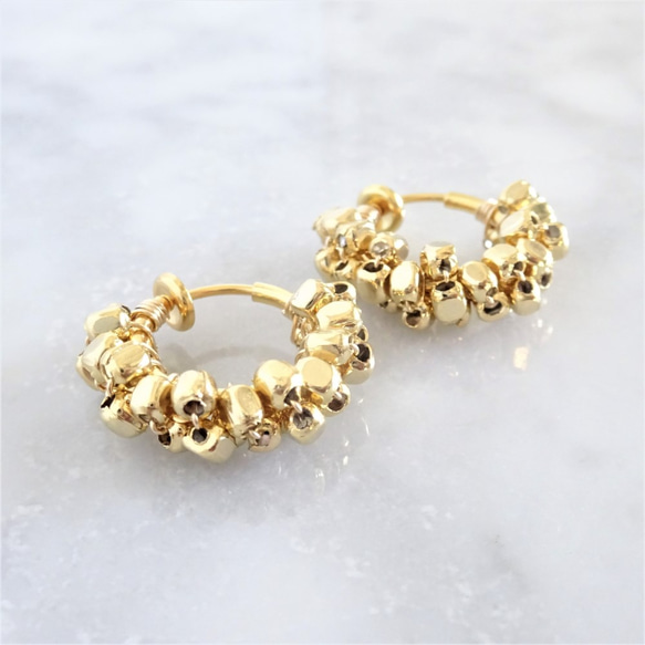 即納/送料無料gold square metal wrapped hoop earring/piercedearring 8枚目の画像