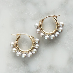 14kgf＊Freshwater Pearl silver wrapped pierced earring / earr 2枚目の画像