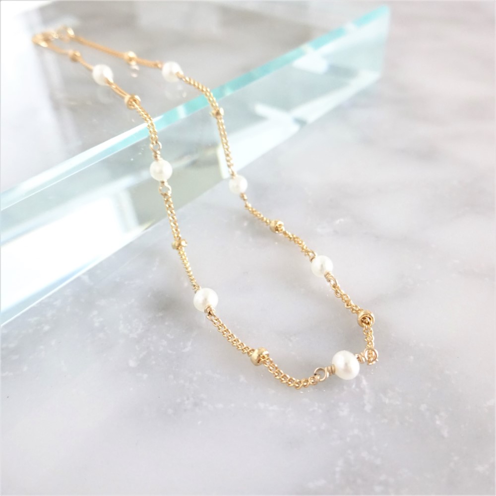 14kgf*pearl×gold station bracelet 4,748円