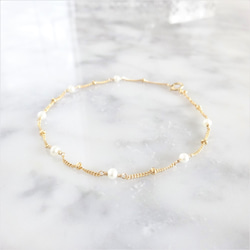 14kgf*pearl×gold station bracelet 3枚目の画像