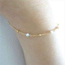 14kgf*pearl×gold station bracelet 4枚目の画像