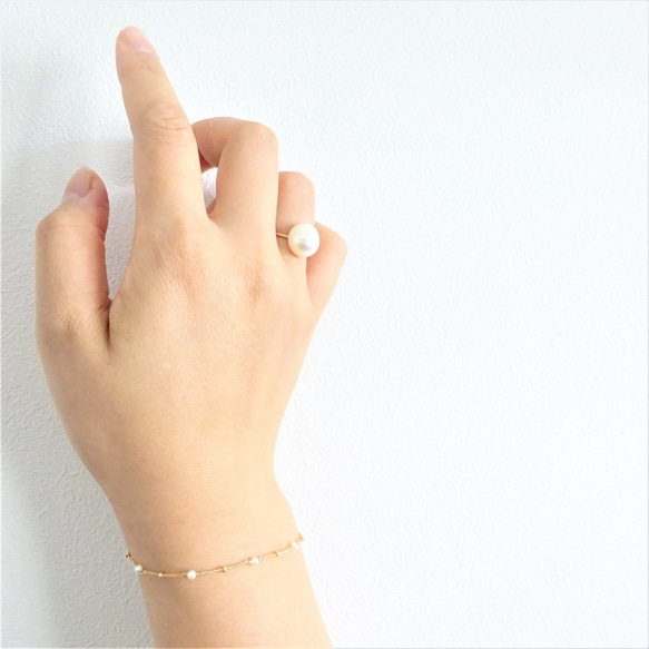 14kgf*pearl×gold station bracelet 6枚目の画像