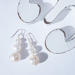 免運14kgf 3baroque pearls bubbles pierce／earring耳針式可変耳夾 第3張的照片