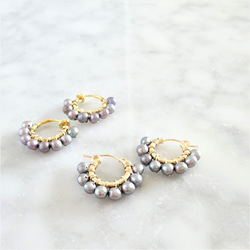 免運14kgf pti*Freshwater pearl wrapped pierced earring / earri 第4張的照片