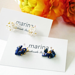 送料無料14kgf*Lapis lazuli gold accented pierce／earring 3枚目の画像