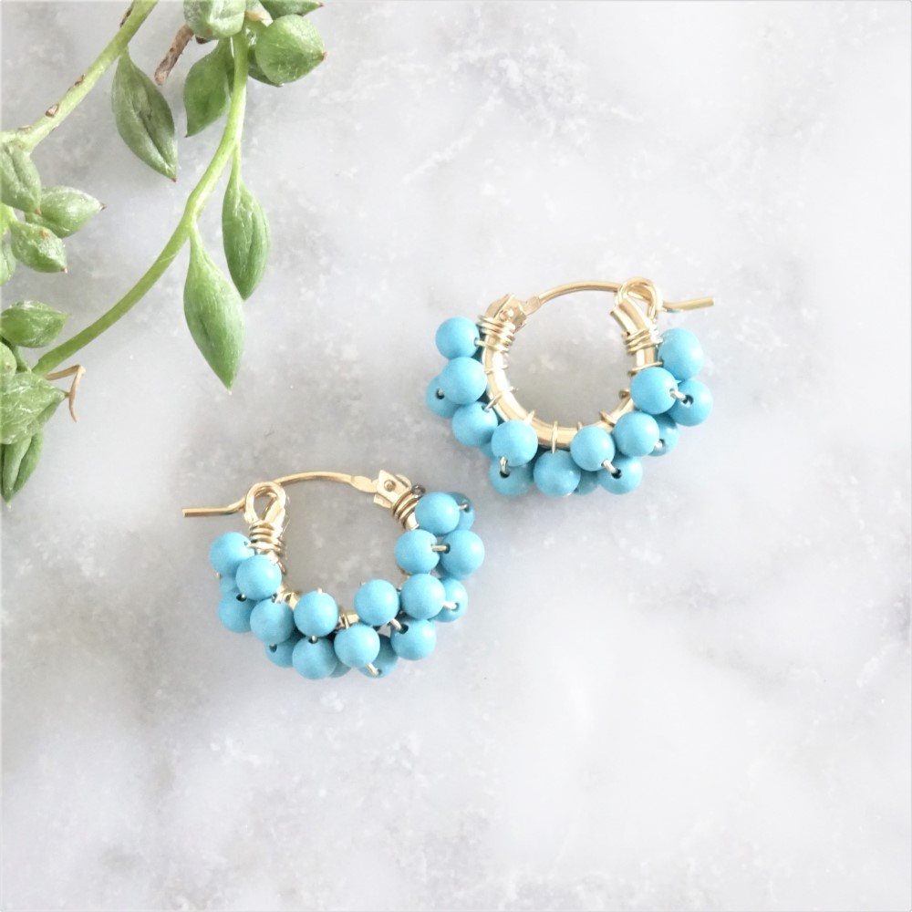 即日発送/送料込14kgf*Turquoise wrapped pierced earring / earring
