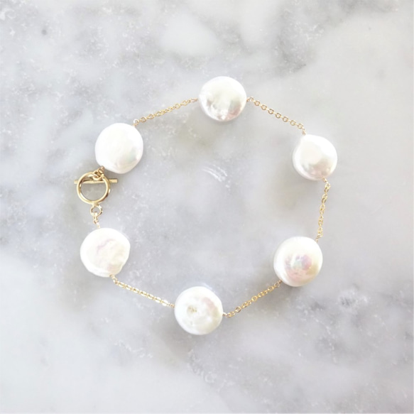 送料無料14kgf♡coin pearl station bracelet 2枚目の画像