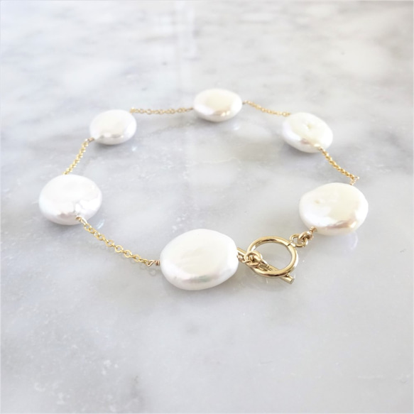 送料無料14kgf♡coin pearl station bracelet 6枚目の画像