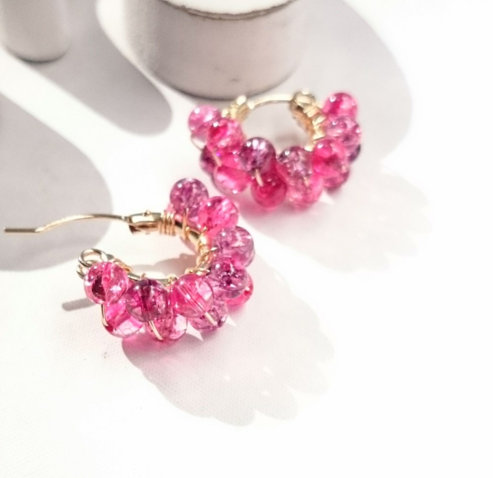 送料無料14kgf Spring Jerry multicolored Quartz pierce/earringPNK