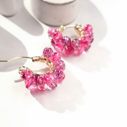 免運費14kgf Jerry multicolored quartz pierce/earringPNK耳環可変耳夾式 第1張的照片