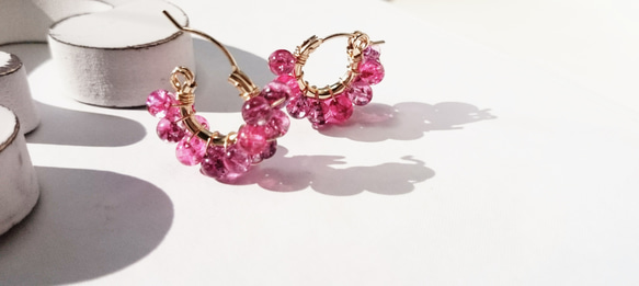 免運費14kgf Jerry multicolored quartz pierce/earringPNK耳環可変耳夾式 第6張的照片