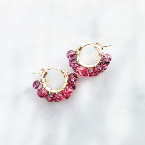 免運費14kgf Jerry multicolored quartz pierce/earringPNK耳環可変耳夾式 第5張的照片