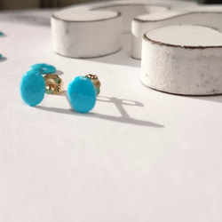 免運14kgf♡sleeping beauty turquoise stud pierced earring 耳環耳針式 第3張的照片