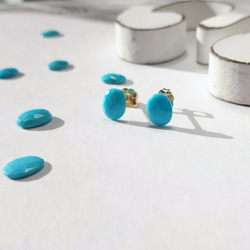 免運14kgf♡sleeping beauty turquoise stud pierced earring 耳環耳針式 第4張的照片