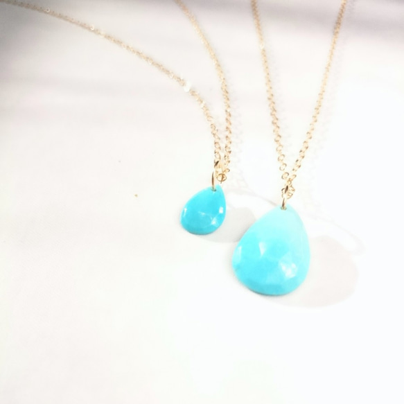 送料無料14kgf*sleeping beauty turquoise drop necklaceスリーピングビューティ 2枚目の画像