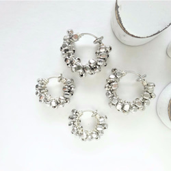 即納/送料無料SILVER*square metal wrapped hoop earring 1枚目の画像