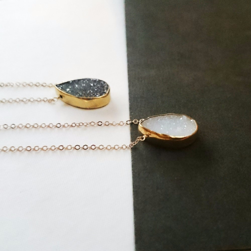 14kgf*monotone Druzy quartz necklace
