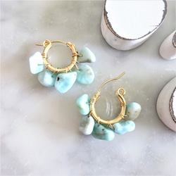 免運14kgf*Larimar wrapped hoop pierced earring / earring 第5張的照片