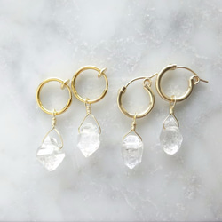 免運14kgf*Herkimerdiamond hoop pierced earring / earring 第5張的照片