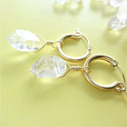 免運14kgf*Herkimerdiamond hoop pierced earring / earring 第2張的照片