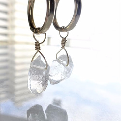 送料無料14kgf Herkimerdiamond hoop pierced earring / earring 6枚目の画像