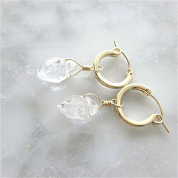 送料無料14kgf Herkimerdiamond hoop pierced earring / earring 1枚目の画像