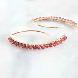 14kgf*宝石質Garnet wrapped marquis pierced earring 第2張的照片