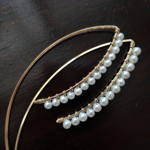 Happy Bag 14kgf♡AAA pearl big marquis pierced earring + ring 第3張的照片