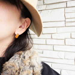 即納/送料無料14kgf*天然琥珀Baltic Amber pavé earring / pierced earrin 3枚目の画像