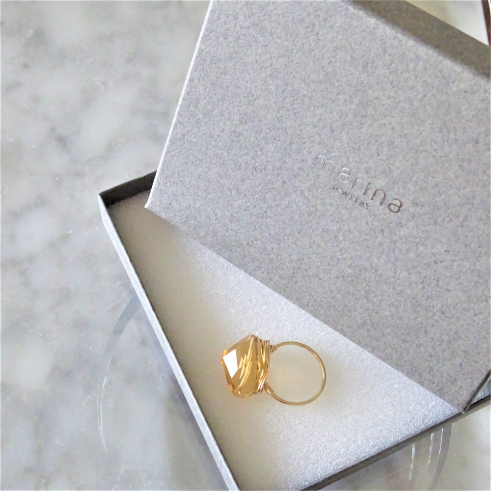 Creema限定ギフト包装14kgf*Champagne Quartz wrapped ring #9#11#13#15