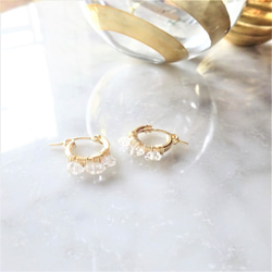 送料無料14kgf*AAA 3 Herkimerdiamond hoop pierced earring/earring 2枚目の画像