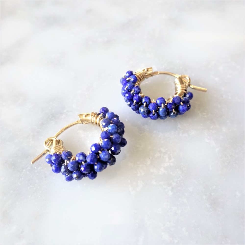 即納/送料無料14kgf*Lapislazuri pavé earring / pierced earring