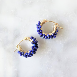 即納/送料無料14kgf*Lapislazuri pavé earring / pierced earring 2枚目の画像