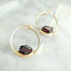 Creema限定福袋14kgf*AAA Garnet wrapped ring + pierced earri 10枚目の画像