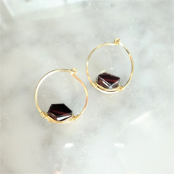 Creema限定福袋14kgf*AAA Garnet wrapped ring + pierced earri 9枚目の画像