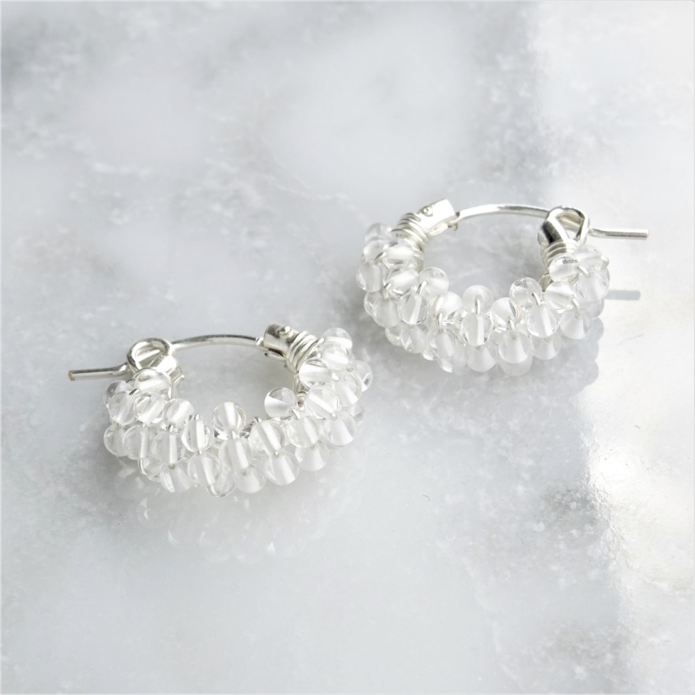 送料無料 SV925SF*Crystal Quartz pavé pierced earringSS 4,099円