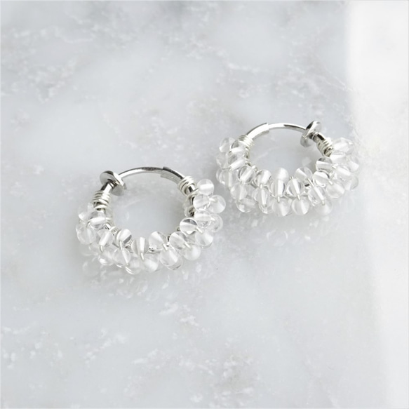 送料無料 SV925SF*Crystal Quartz pavé pierced earringSS 2枚目の画像