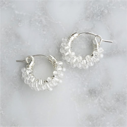 送料無料 SV925SF*Crystal Quartz pavé pierced earringSS 5枚目の画像