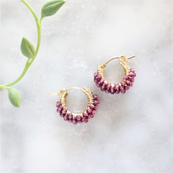 免運14kgf*AAA Garnet pavé earring / pierced earring 第2張的照片