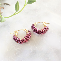 免運14kgf*AAA Garnet pavé earring / pierced earring 第4張的照片