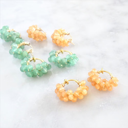 送料無料 14kgf Orange Aventurine pavé pierced earring / earring 2枚目の画像