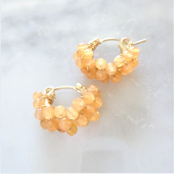 送料無料 14kgf Orange Aventurine pavé pierced earring / earring 1枚目の画像