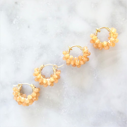 送料無料 14kgf Orange Aventurine pavé pierced earring / earring 3枚目の画像