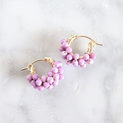 送料無料 14kgf*Phosphosiderite pavé pierced earring / earring 2枚目の画像