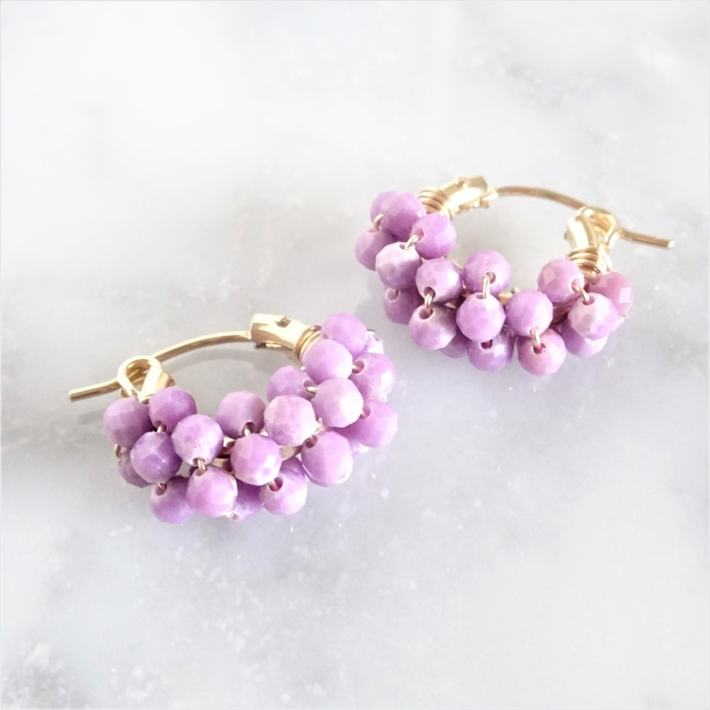 送料無料 14kgf*Phosphosiderite pavé pierced earring / earring