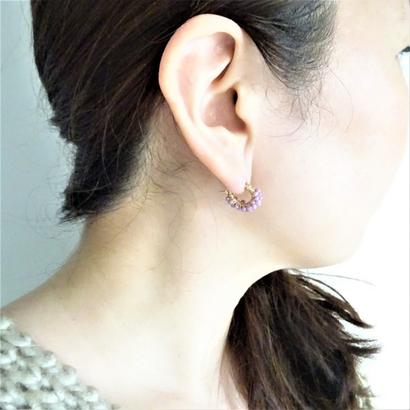 免運14kgf*Phosphosiderite 斜燐鉄鉱石 pavé pierced earring / earring 第4張的照片