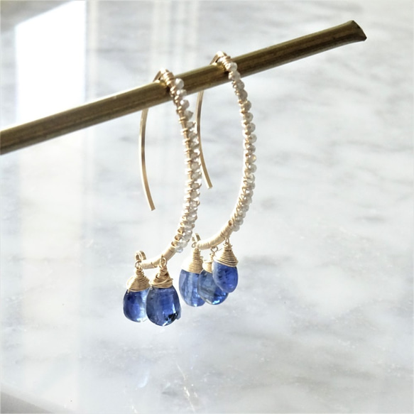 稲村亜美さん着用14kgf*宝石質 Kyanite Moroccan style earrings 3枚目の画像